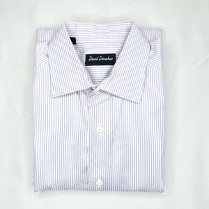 David Donahue Purple White Shirt, Sz 17, 34/35